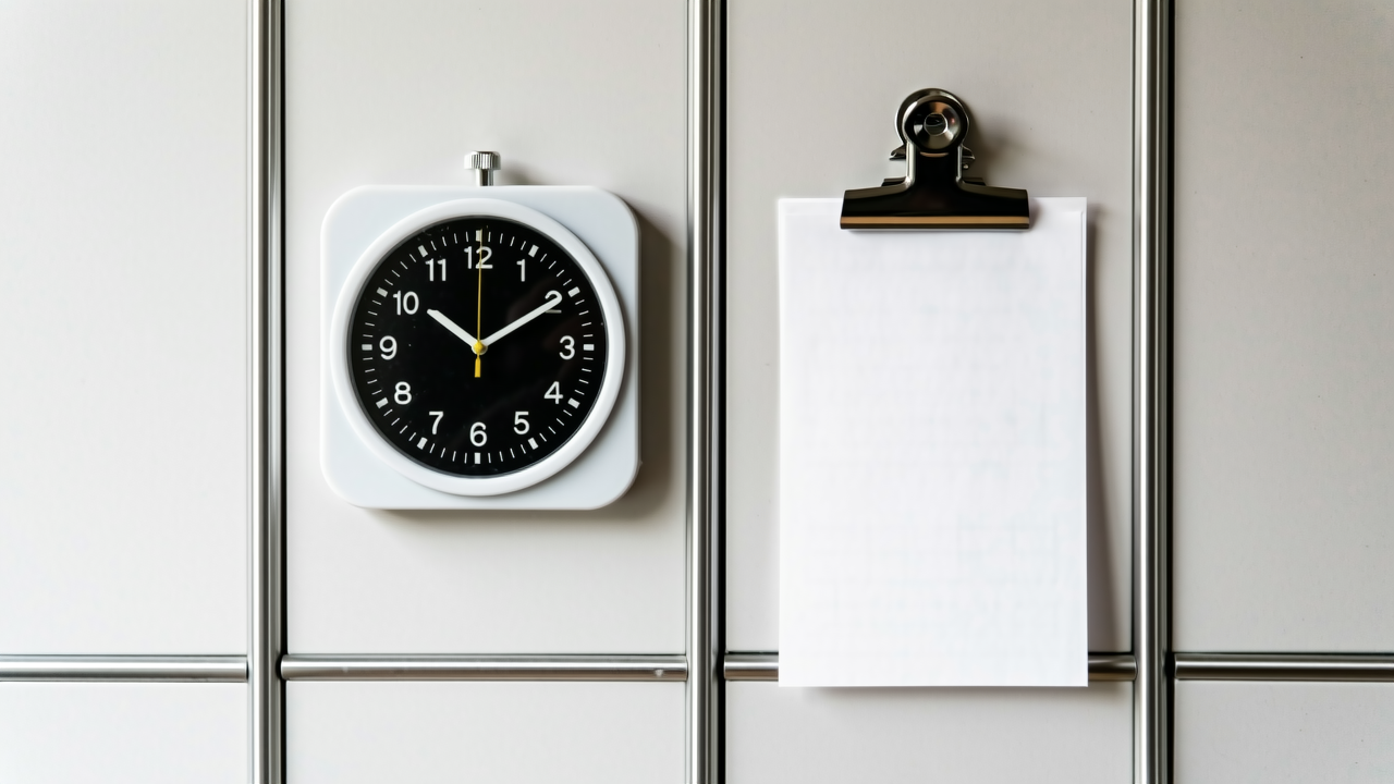 計時器與空白等候單，無真人臉